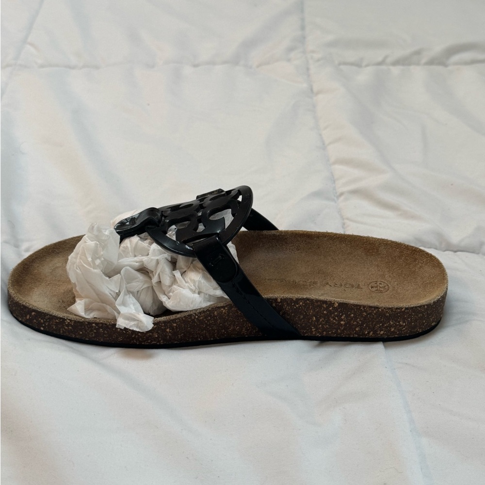 Tory Burch Black and Brown Sandals with Cork Footbed - Picture 2 of 6